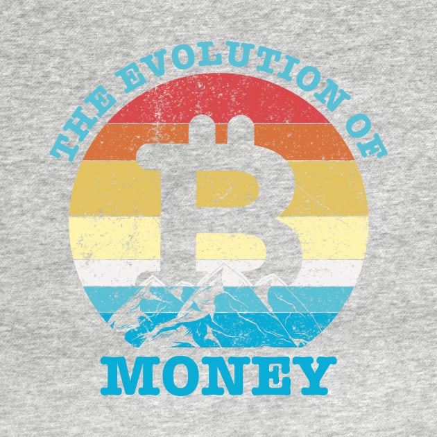 Bitcoin Crypto Retro Vintage Logo The Evolution of Money Cryptocurrency T-Shirt by saxsouth